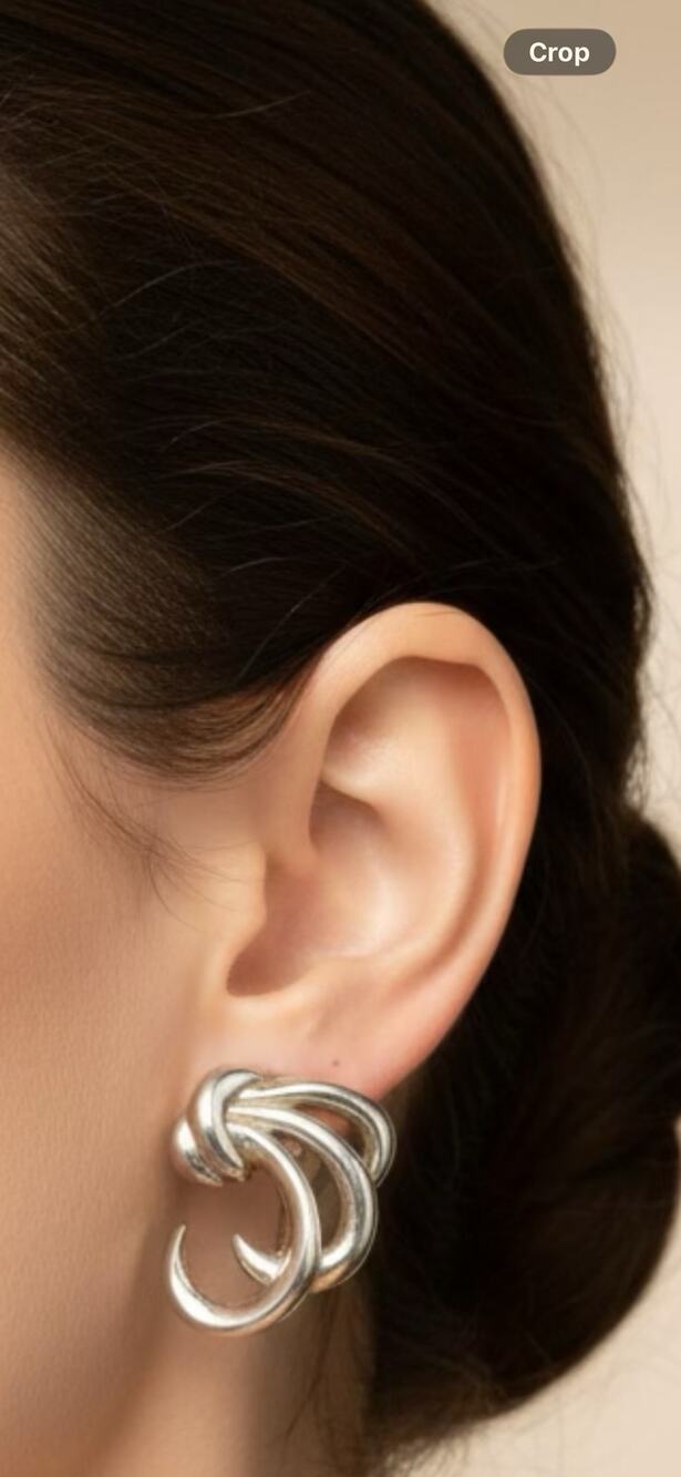Trifari Vintage Clip On Earrings Silver Tone Swirl